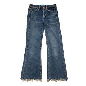M.i.h Lou Jeans High Rise Cropped Bell 24 (25x25) Blue Fray Hem Denim Womens